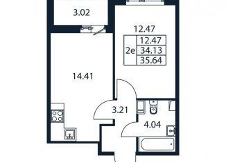 Продам 1-комнатную квартиру, 37.2 м2, Мурино