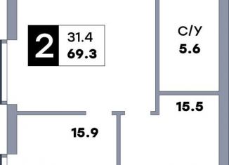 Двухкомнатная квартира на продажу, 69.3 м2, Самара