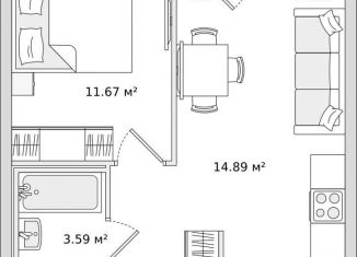 Продаю 1-комнатную квартиру, 34.8 м2, Ленинградская область