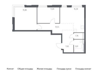 Продаю 2-комнатную квартиру, 63.9 м2, Москва, жилой комплекс Квартал Герцена, к2, район Бирюлёво Восточное