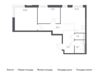 Продам 2-комнатную квартиру, 64.1 м2, Москва, жилой комплекс Квартал Герцена, к2, район Бирюлёво Восточное