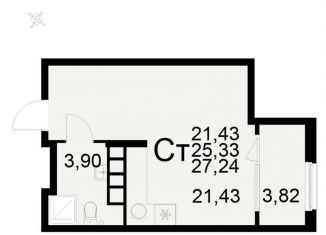 Продаю квартиру студию, 27.2 м2, Рязань