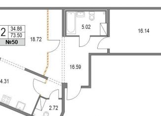 Продается 2-ком. квартира, 73.5 м2, Санкт-Петербург, Коломяжский проспект, 11, муниципальный округ Комендантский Аэродром