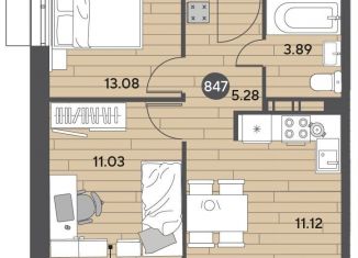 Продажа 2-комнатной квартиры, 44.4 м2, Пушкино