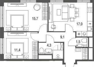 Продам 3-комнатную квартиру, 59.2 м2, Москва, ЖК Сиреневый парк, Тагильская улица, 4А