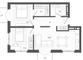 Продается 2-комнатная квартира, 62.5 м2, Барнаул, Центральный район, Змеиногорский тракт, 35Бк2