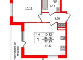 Продаю 1-комнатную квартиру, 34.4 м2, Санкт-Петербург, Пулковское шоссе, 103, Московский район