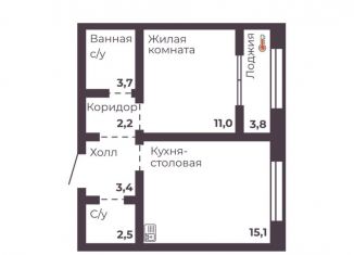 Продается 1-комнатная квартира, 37.9 м2, Челябинская область