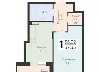 Продажа 1-ком. квартиры, 37.4 м2, Воронеж, Электросигнальная улица, 9Ак1, Коминтерновский район