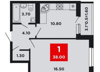 Продается 1-ком. квартира, 38 м2, Краснодар, Конгрессная улица, лит17, Прикубанский округ