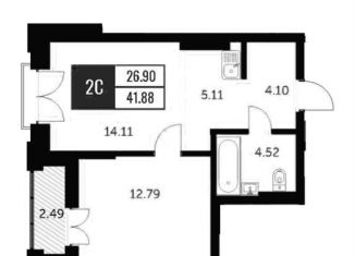 Продается 2-комнатная квартира, 41.9 м2, Новосибирск, улица Шевченко, 19/1к3, метро Площадь Ленина