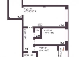 Продам 2-ком. квартиру, 70.9 м2, Челябинск, Тракторозаводский район