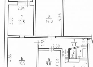 Продается четырехкомнатная квартира, 68 м2, Удмуртия, улица Труда, 14