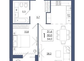 Продается 1-ком. квартира, 54 м2, Смоленск, Промышленный район