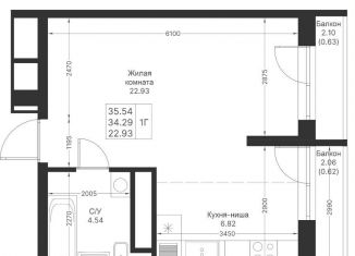 Продам однокомнатную квартиру, 35.5 м2, Казань, жилой комплекс Мой Ритм, ПК14, ЖК Мой Ритм