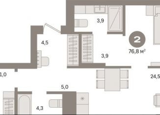 Продаю двухкомнатную квартиру, 76.8 м2, Екатеринбург, метро Уральская, улица Пехотинцев, 2В