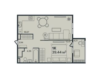 1-ком. квартира на продажу, 39.4 м2, Выборг