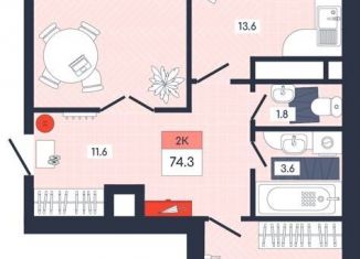 Продажа двухкомнатной квартиры, 74.3 м2, Московская область, Тверская улица, 32