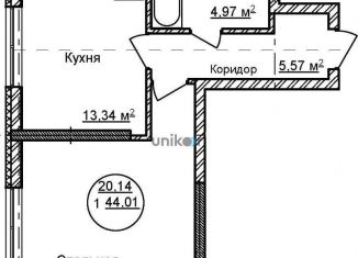 Продам 1-комнатную квартиру, 44 м2, Уфа, улица Софьи Перовской, 22