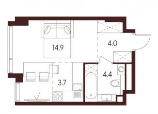 Продажа квартиры студии, 27 м2, Москва, станция Зорге