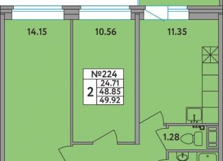 Продается двухкомнатная квартира, 48.9 м2, деревня Новое Девяткино, деревня Новое Девяткино, 115, ЖК Удача