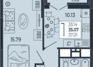 Продаю 1-комнатную квартиру, 35.1 м2, Краснодар, Адмиралтейский бульвар, 1