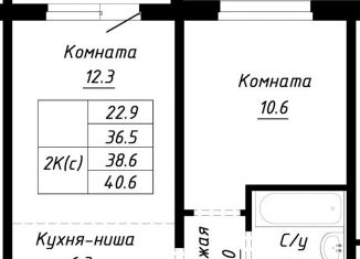 Продажа 2-ком. квартиры, 40.6 м2, Барнаул, Индустриальный район