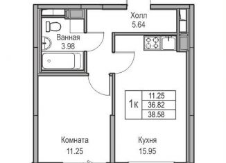 Продается 1-ком. квартира, 36.8 м2, Санкт-Петербург, Ивинская улица, 1к3, муниципальный округ Лахта-Ольгино