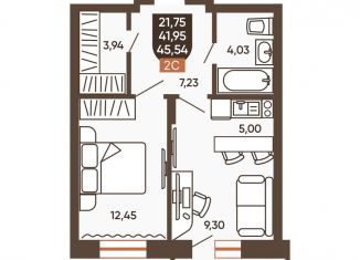 Продам 2-ком. квартиру, 43.8 м2, Новосибирск, Новоуральская улица, 10, Калининский район