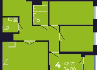 Продаю 1-комнатную квартиру, 76.5 м2, Уфа, Ленинский район