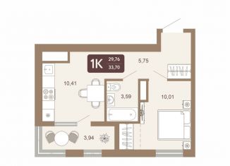 Продается 1-комнатная квартира, 33.7 м2, Тобольск, 15-й микрорайон, 25А