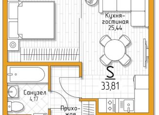 Продам 1-комнатную квартиру, 33.8 м2, Тульская область