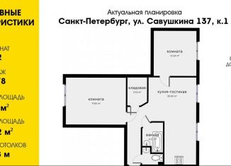 Трехкомнатная квартира на продажу, 71 м2, Санкт-Петербург, улица Савушкина, 137к1, Приморский район