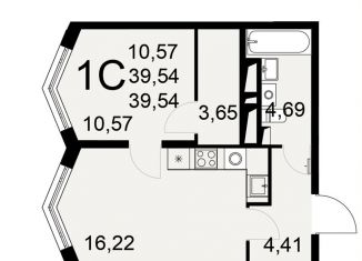 Продам 1-комнатную квартиру, 39.5 м2, Тула