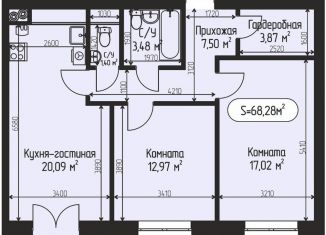 Продается 2-комнатная квартира, 68.3 м2, село Озерецкое, бульвар Радости, 20