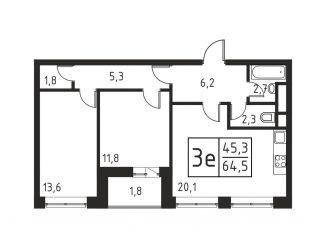 Продается 3-ком. квартира, 64.5 м2, Люберцы, Хлебозаводской проезд, 1А, ЖК Карамельный