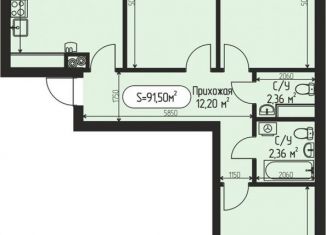 Продается трехкомнатная квартира, 91.5 м2, село Озерецкое, бульвар Радости, 18