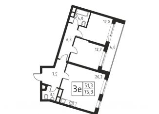 Продажа 3-комнатной квартиры, 75.3 м2, Люберцы, Хлебозаводской проезд, 1А, ЖК Карамельный