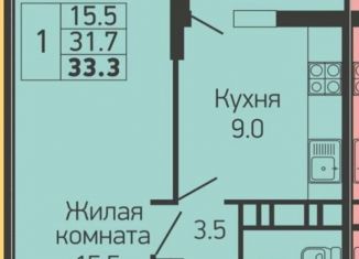 Продаю однокомнатную квартиру, 33.3 м2, Краснодар, улица им. Героя Яцкова И.В., 1/10