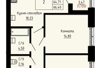 Продам 2-комнатную квартиру, 66.4 м2, Липецкая область, Арктическая улица