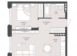 Продам 1-ком. квартиру, 42.1 м2, Новосибирск, Кедровая улица, с45к1