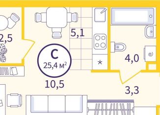 Продается квартира студия, 24.2 м2, Екатеринбург, Железнодорожный район