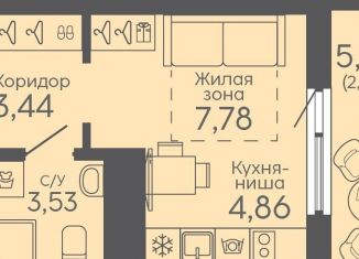 Продаю квартиру студию, 22.3 м2, Екатеринбург, жилой комплекс Новокольцовский, 5