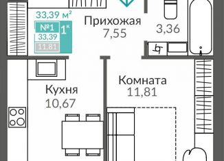 Продам однокомнатную квартиру, 33.4 м2, Симферополь, Киевский район