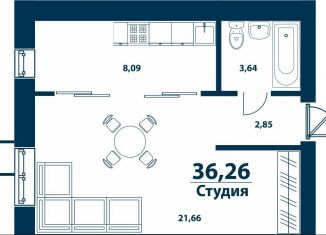 Продам 1-комнатную квартиру, 36.3 м2, деревня Ветошниково