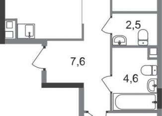 Продается 2-комнатная квартира, 58.5 м2, деревня Рассказовка, деревня Рассказовка, 1