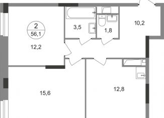 2-ком. квартира на продажу, 56.1 м2, Москва