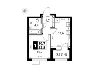 Продам 1-комнатную квартиру, 32.8 м2, поселение Мосрентген, жилой комплекс 1-й Ясеневский, 1