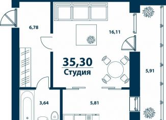 Продам 1-ком. квартиру, 35.3 м2, деревня Ветошниково