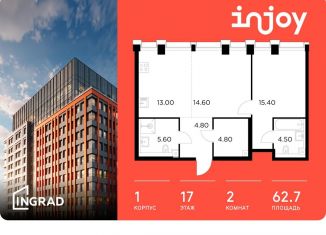 Продается 2-комнатная квартира, 62.7 м2, Москва, Войковский район